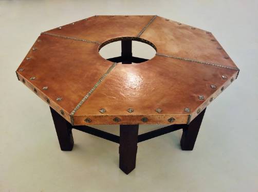 Arts & Crafts octagonal copper coffee table with fire pit, 1900`s ca, English